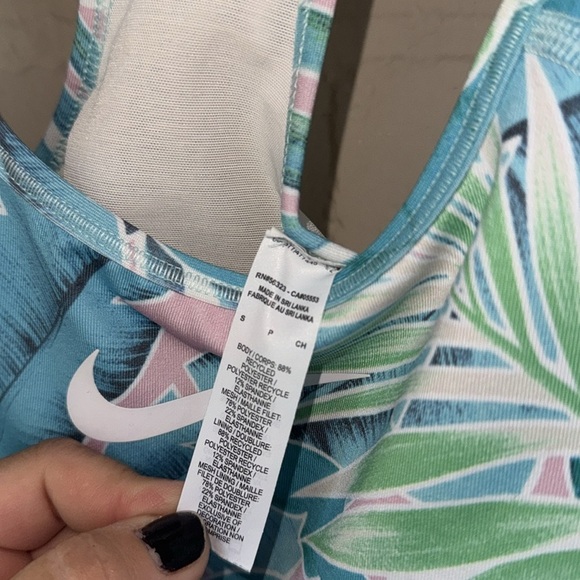 Nike sports bra non padded small lined mesh back stretch pastel tropical - Picture 4 of 5